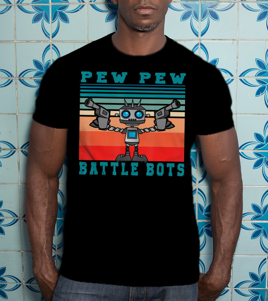 Pew Pew Battle Bots Robot Fighting Combat T-Shirt