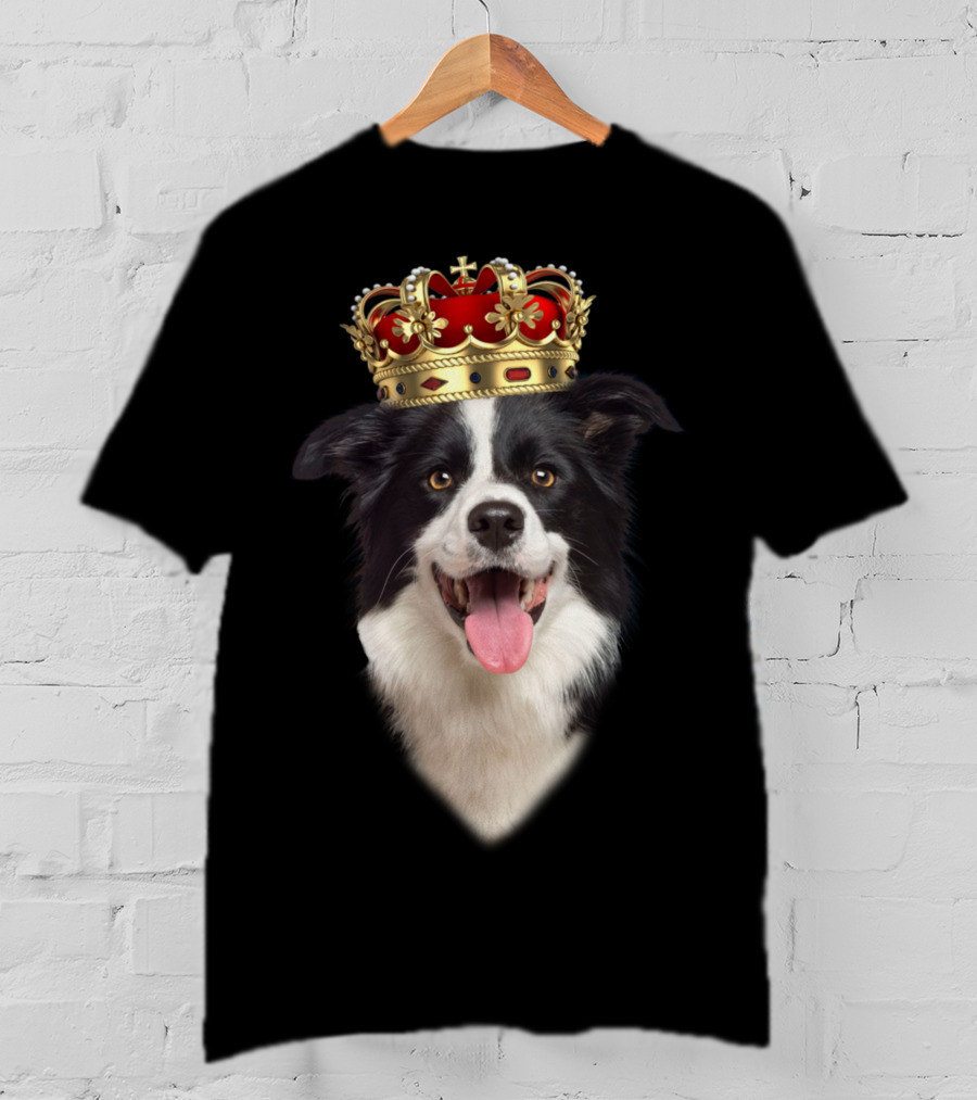 Royal Collie King Dog With Crown T-Shirt