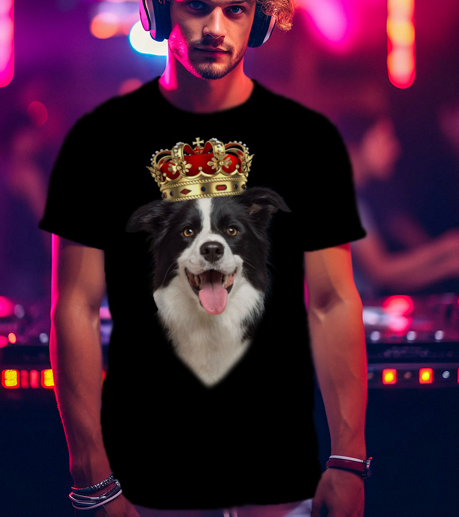 Royal Collie King Dog With Crown T-Shirt