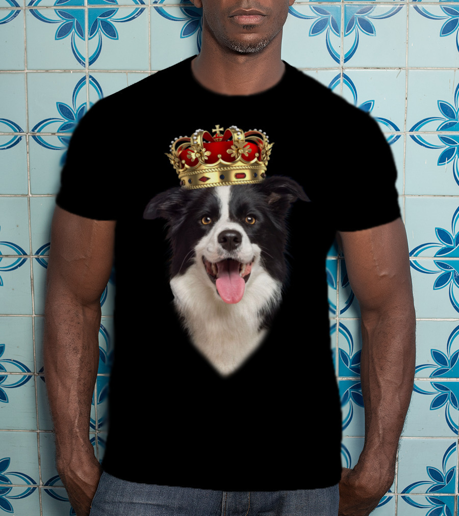 Royal Collie King Dog With Crown T-Shirt