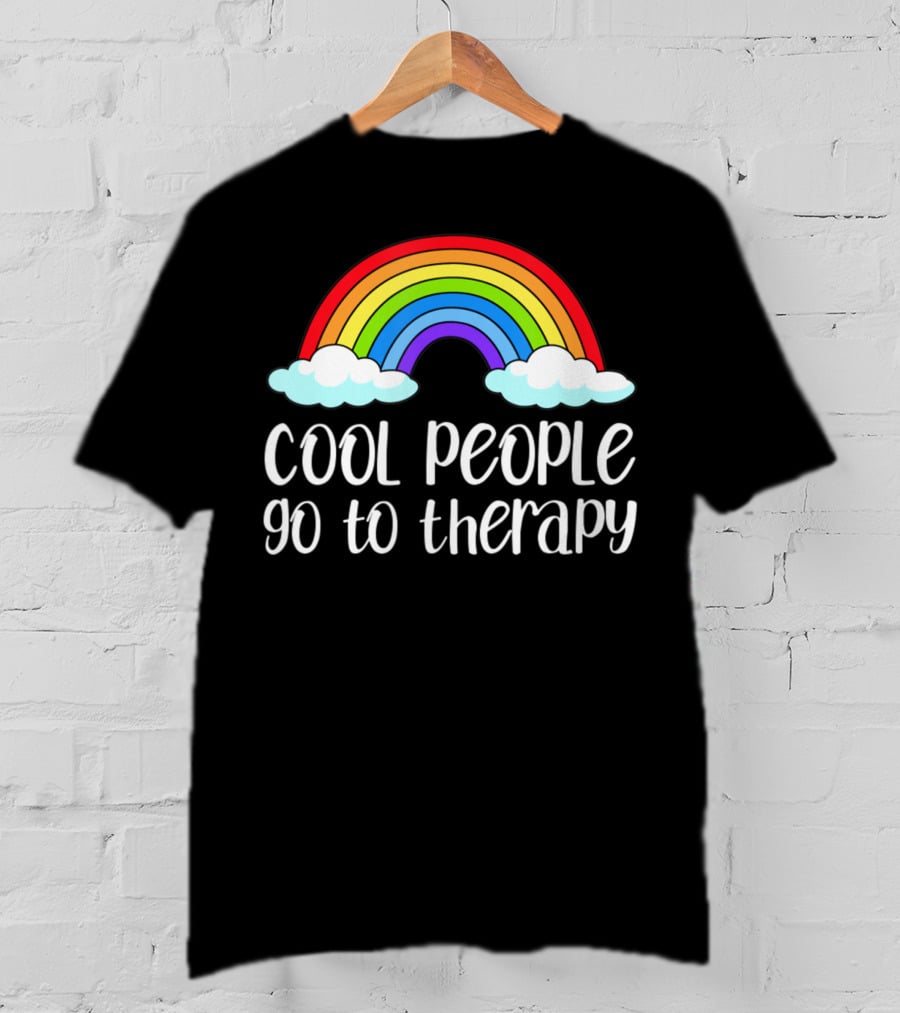 Cool People Go To Therapy Rainbow Mental Health Awareness T-Shirt
