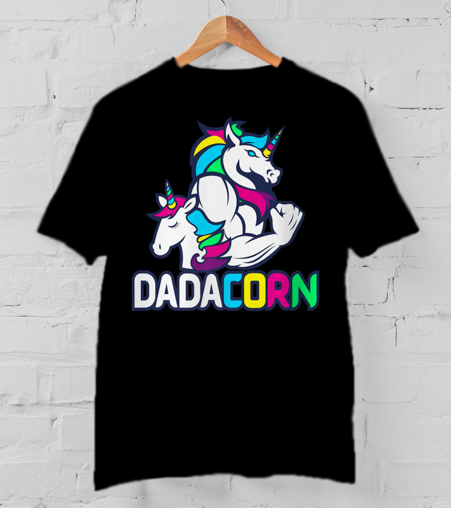 Dadacorn Unicorn Dad Muscle Rainbow Magic T-Shirt