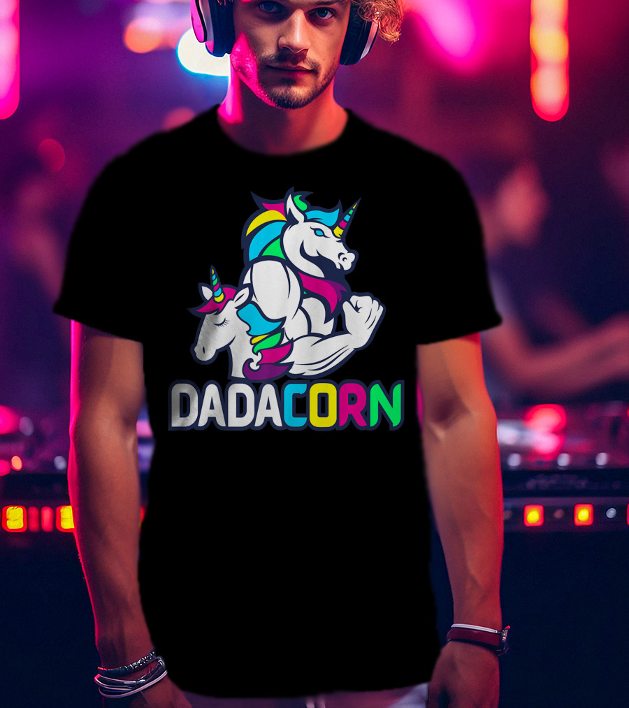 Dadacorn Unicorn Dad Muscle Rainbow Magic T-Shirt