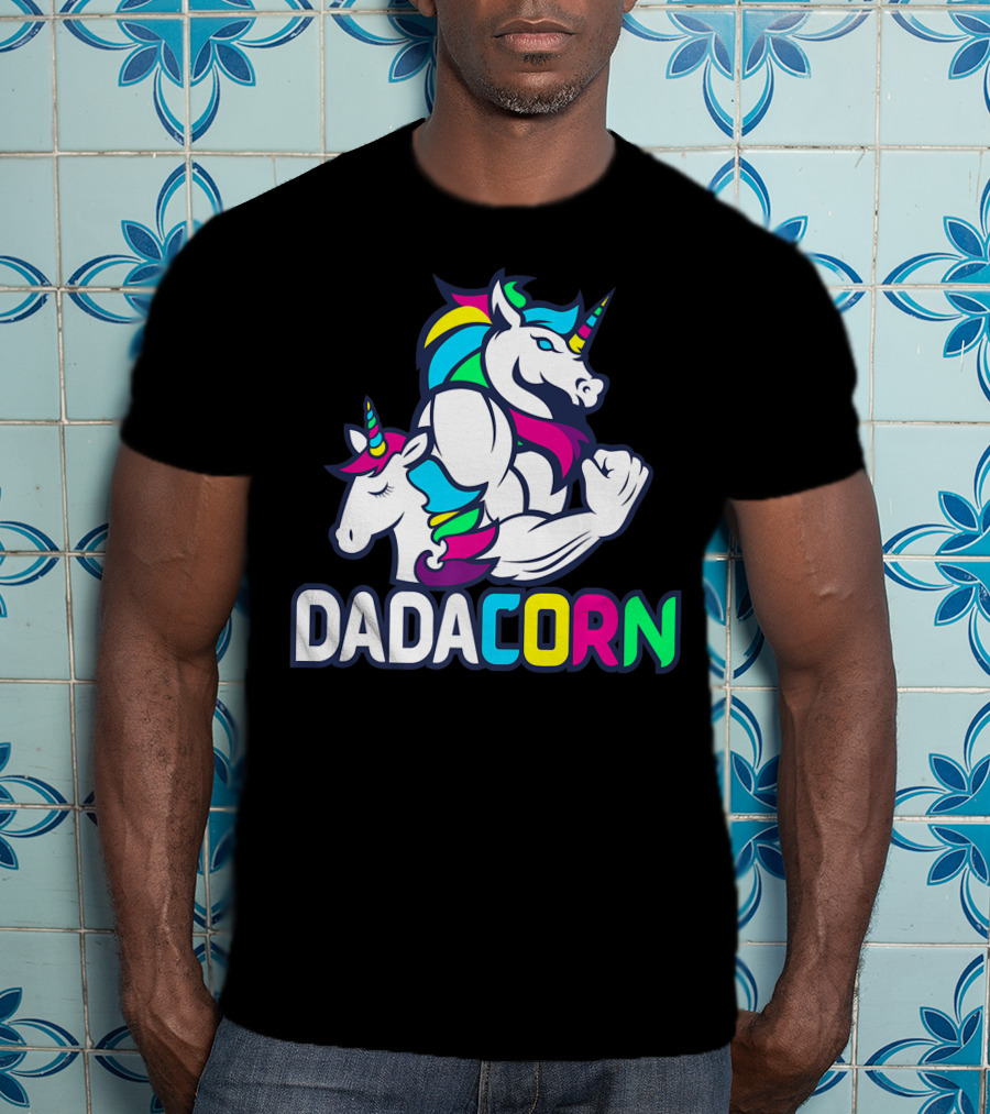 Dadacorn Unicorn Dad Muscle Rainbow Magic T-Shirt