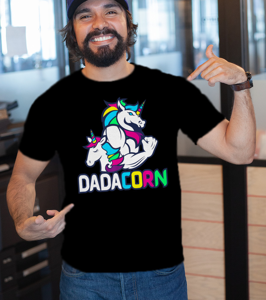 Dadacorn Unicorn Dad Muscle Rainbow Magic T-Shirt