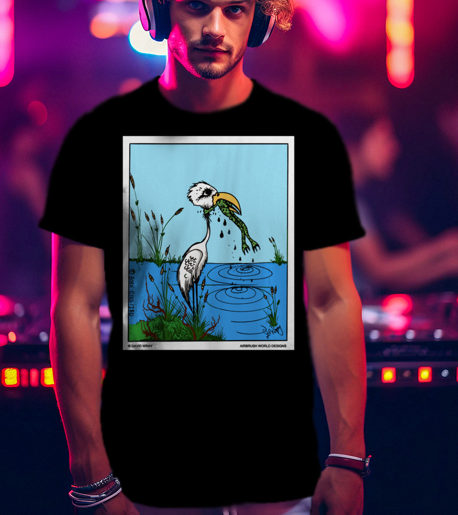 Dont Give Up Frog Bird Inspirational Cartoon By Airbrush World T-Shirt