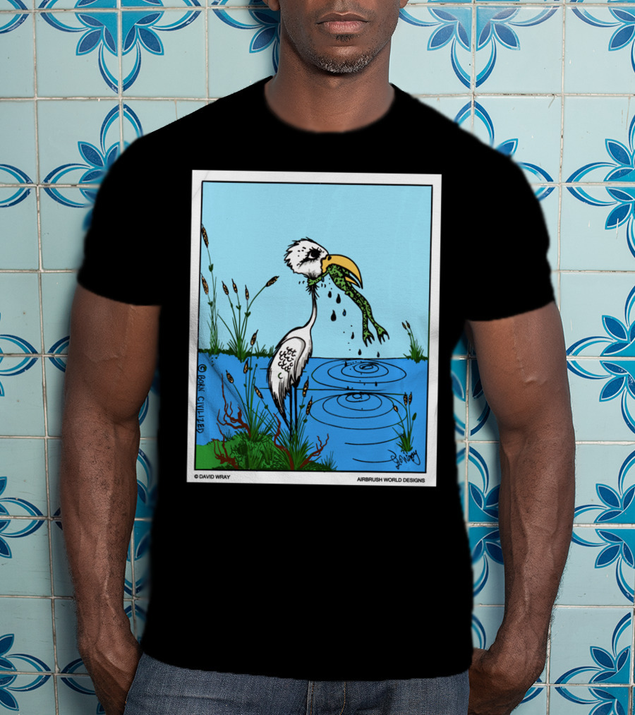 Dont Give Up Frog Bird Inspirational Cartoon By Airbrush World T-Shirt