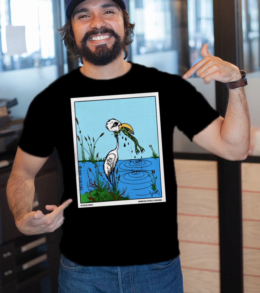 Dont Give Up Frog Bird Inspirational Cartoon By Airbrush World T-Shirt