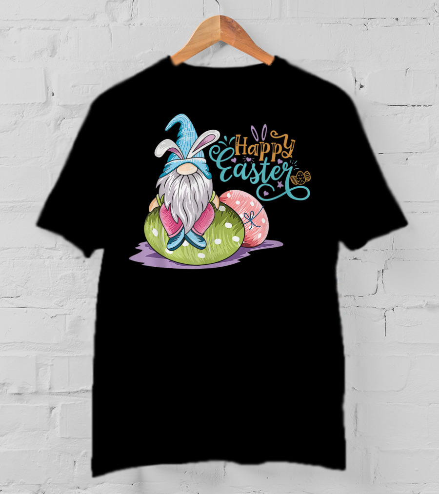 Happy Easter Gnome On Colorful Eggs T-Shirt