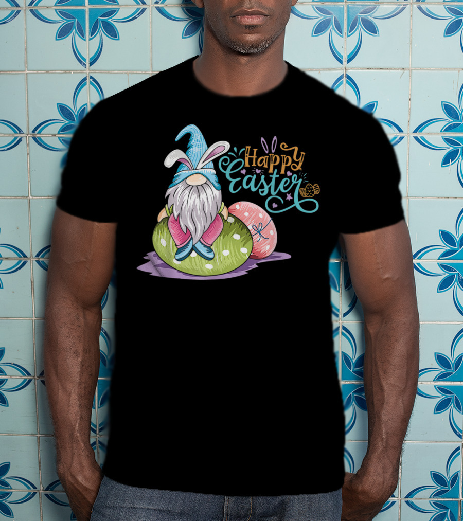 Happy Easter Gnome On Colorful Eggs T-Shirt