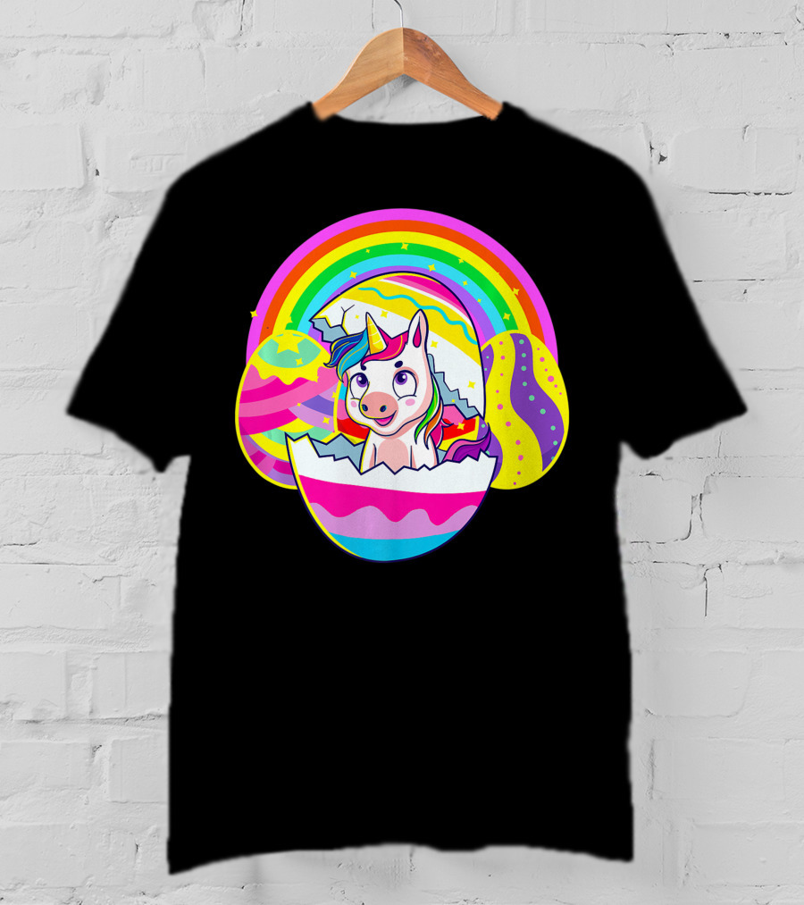 Easter Unicorn Rainbow Cute Eggs Birthday Girls T-Shirt