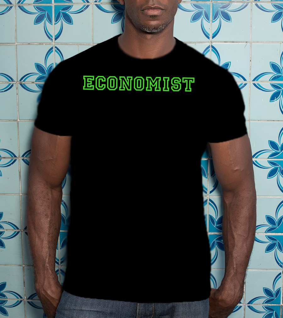 ECONOMIST Green Neon Block Lettering T-Shirt