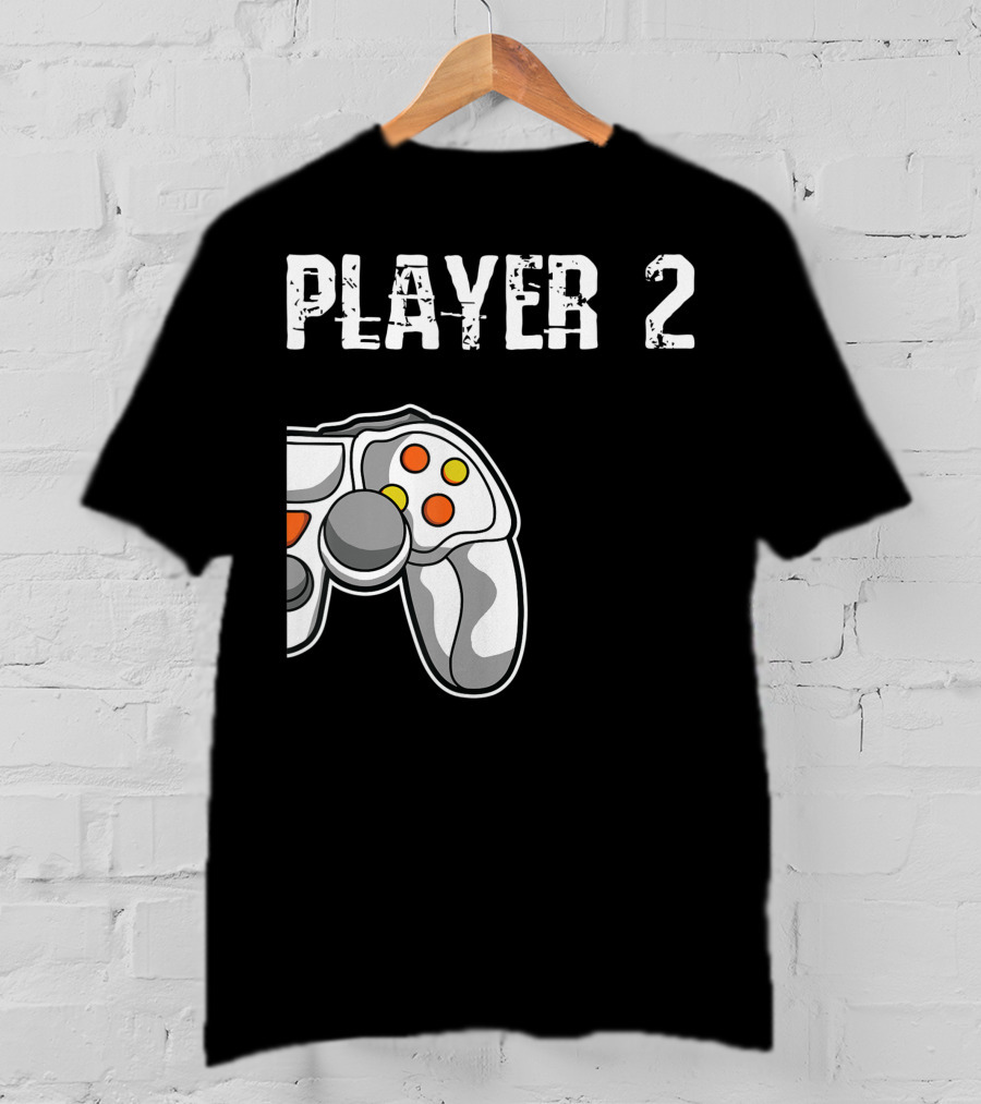 Player 2 Gamer Couple Matching Gaming Player Controller T-Shirt