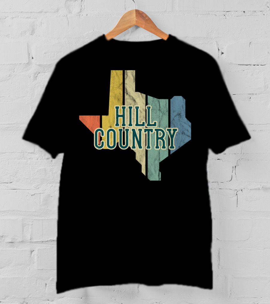Hill Country Texas State Map Retro T-Shirt