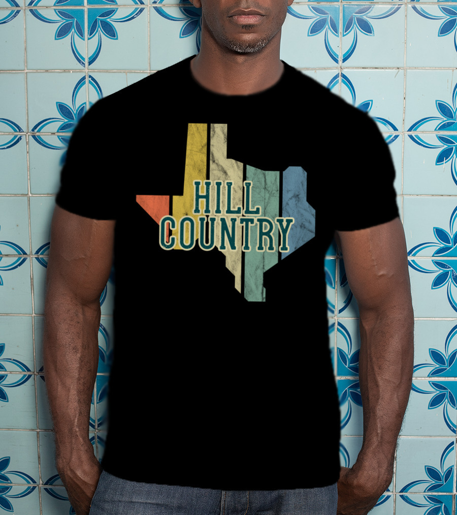 Hill Country Texas State Map Retro T-Shirt
