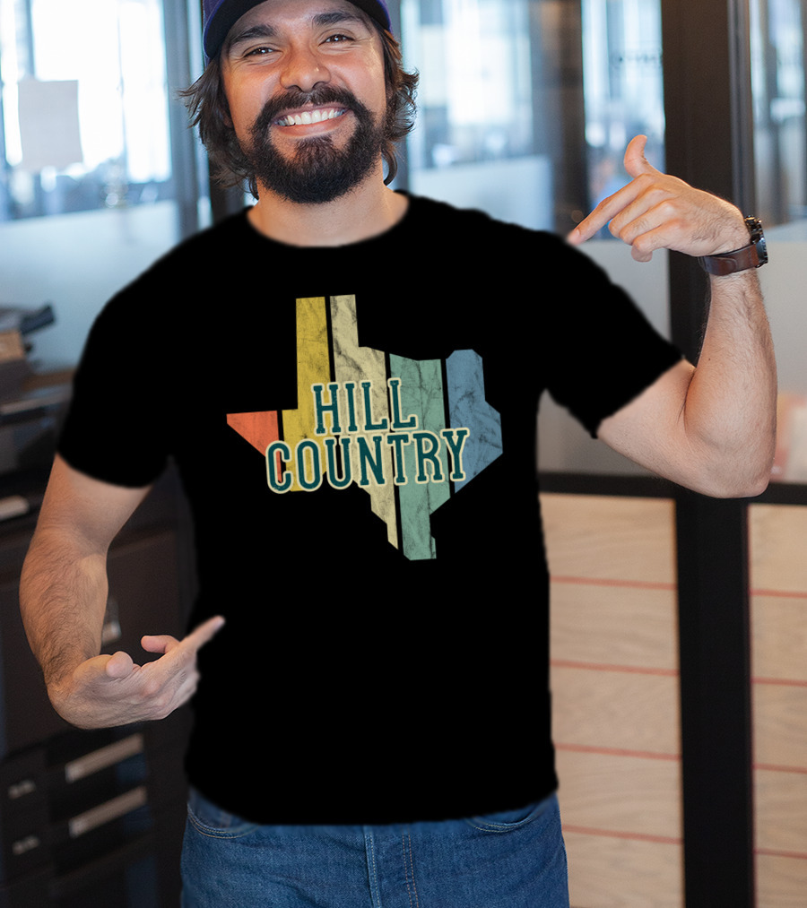 Hill Country Texas State Map Retro T-Shirt