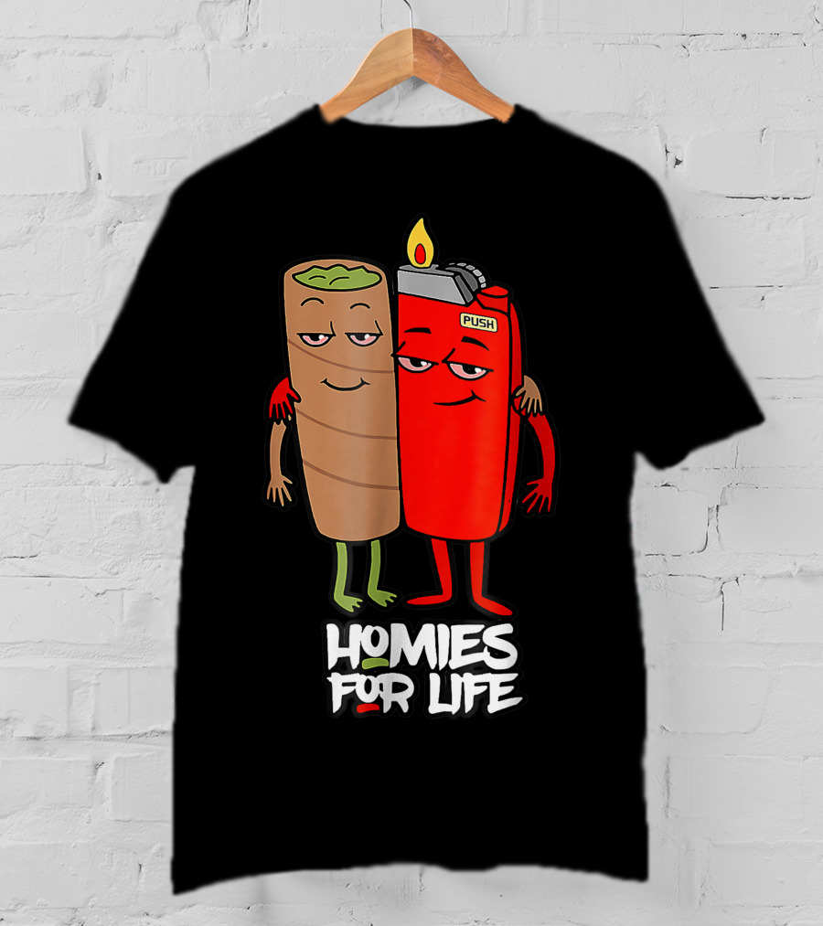 Homies For Life Weed Hugs Blunt Lighter Duo T-Shirt