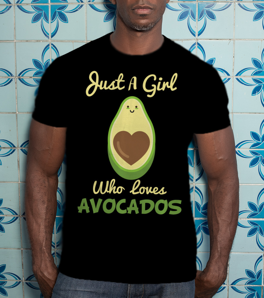 Just A Girl Who Loves Avocados Cute Heart-Faced Avocado T-Shirt