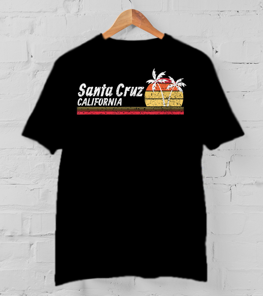 Santa Cruz California Palm Trees Vintage Sunset T-Shirt