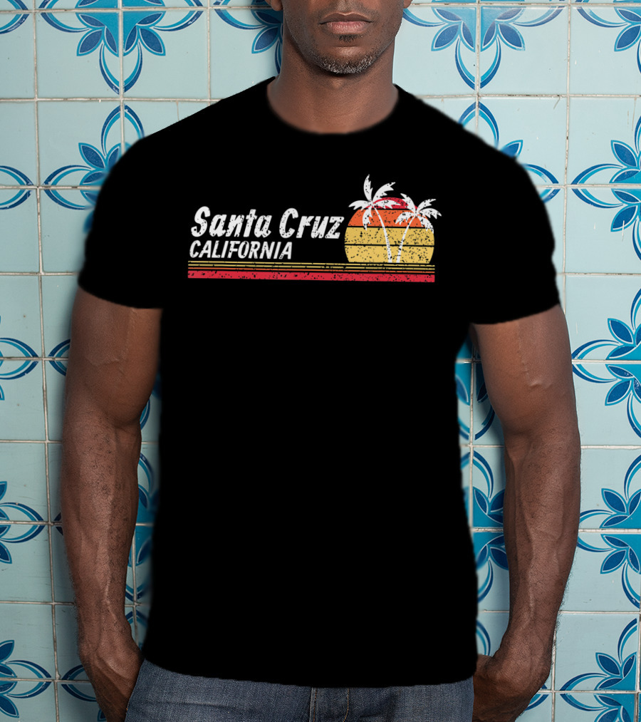 Santa Cruz California Palm Trees Vintage Sunset T-Shirt