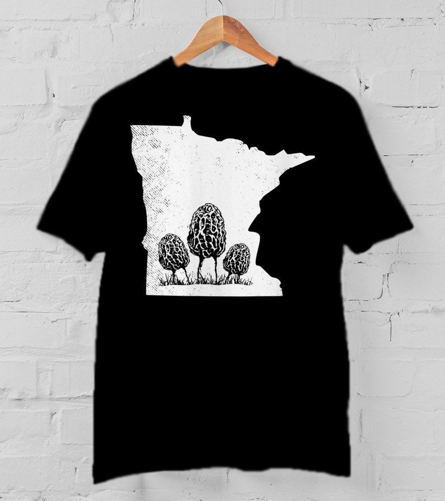 Minnesota Morel Mushroom Hunting Foraging Shrooming Hunter State Map T-Shirt