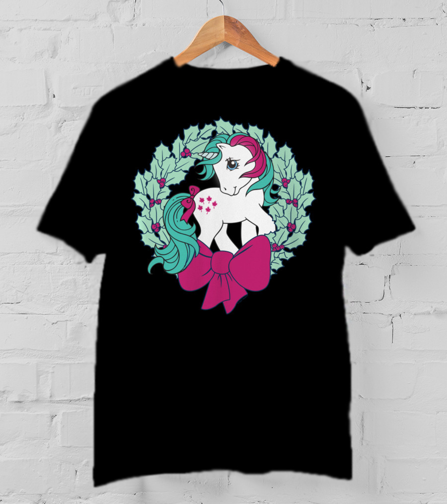 My Little Pony Christmas Holly Wreath With Bow And Pink Mane T-Shirt
