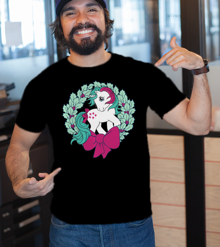 My Little Pony Christmas Holly Wreath With Bow And Pink Mane T-Shirt