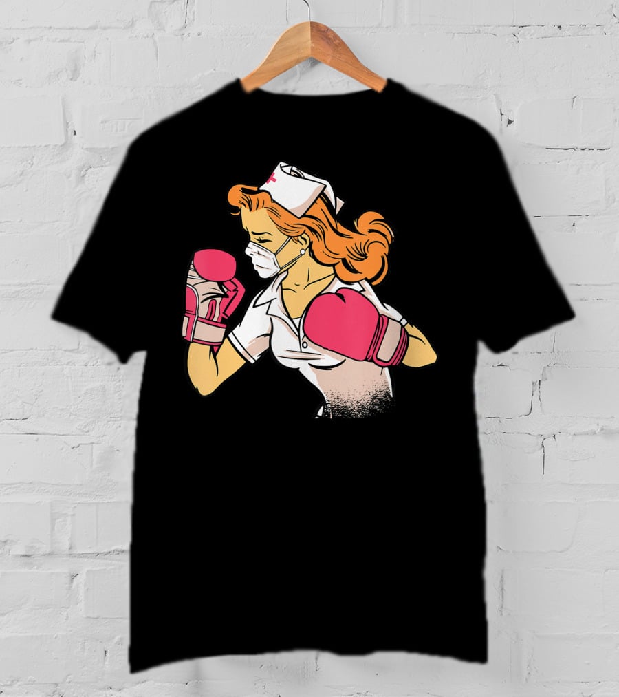 Nurse Boxer With Pink Gloves Fighting Spirit T-Shirt