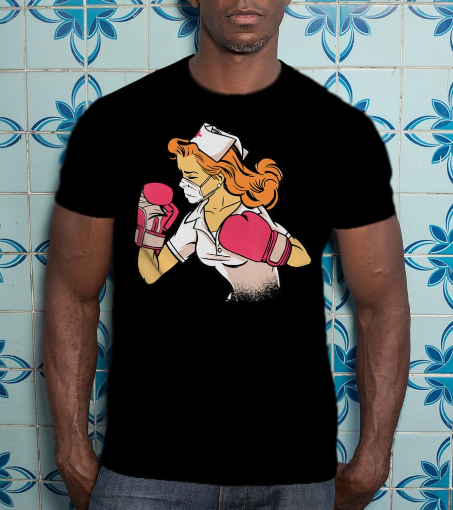 Nurse Boxer With Pink Gloves Fighting Spirit T-Shirt