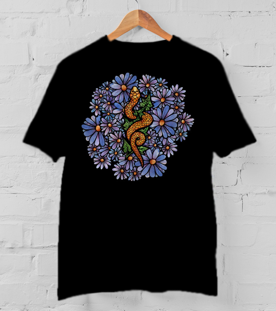 Purple Daisy Ivy Snake Florals T-Shirt