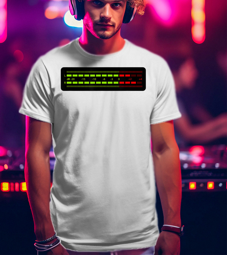 Retro Vu Meter DB Stereo Sound Engineer Music Lover T-Shirt
