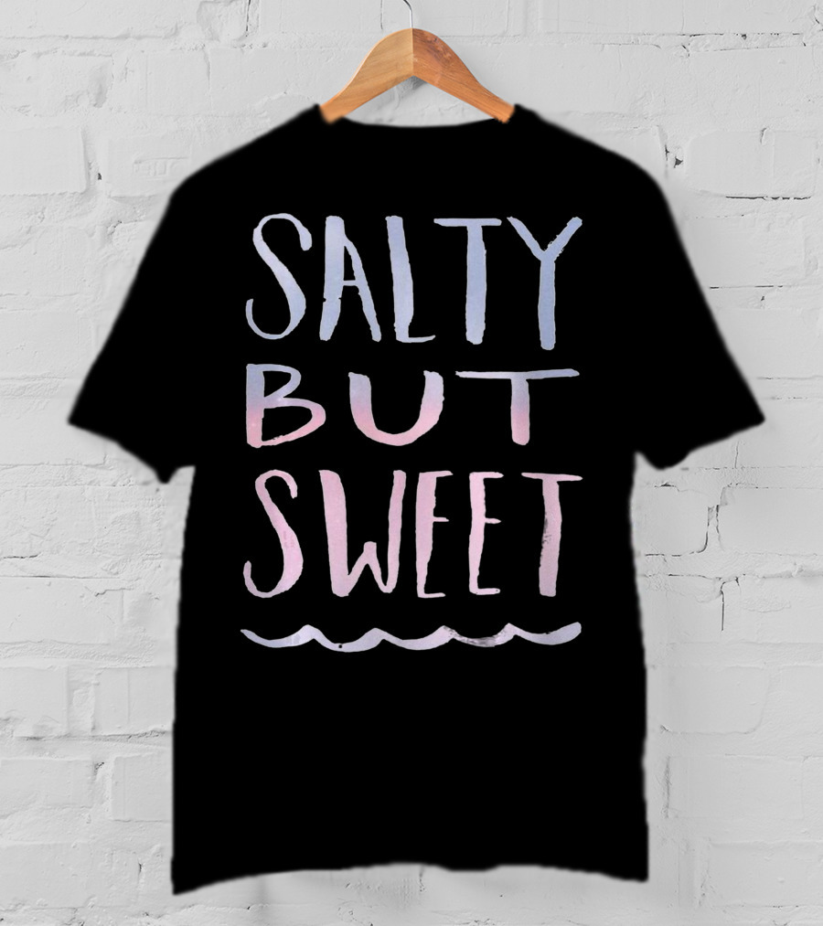Salty But Sweet Pastel Gradient Text With Wave Line T-Shirt