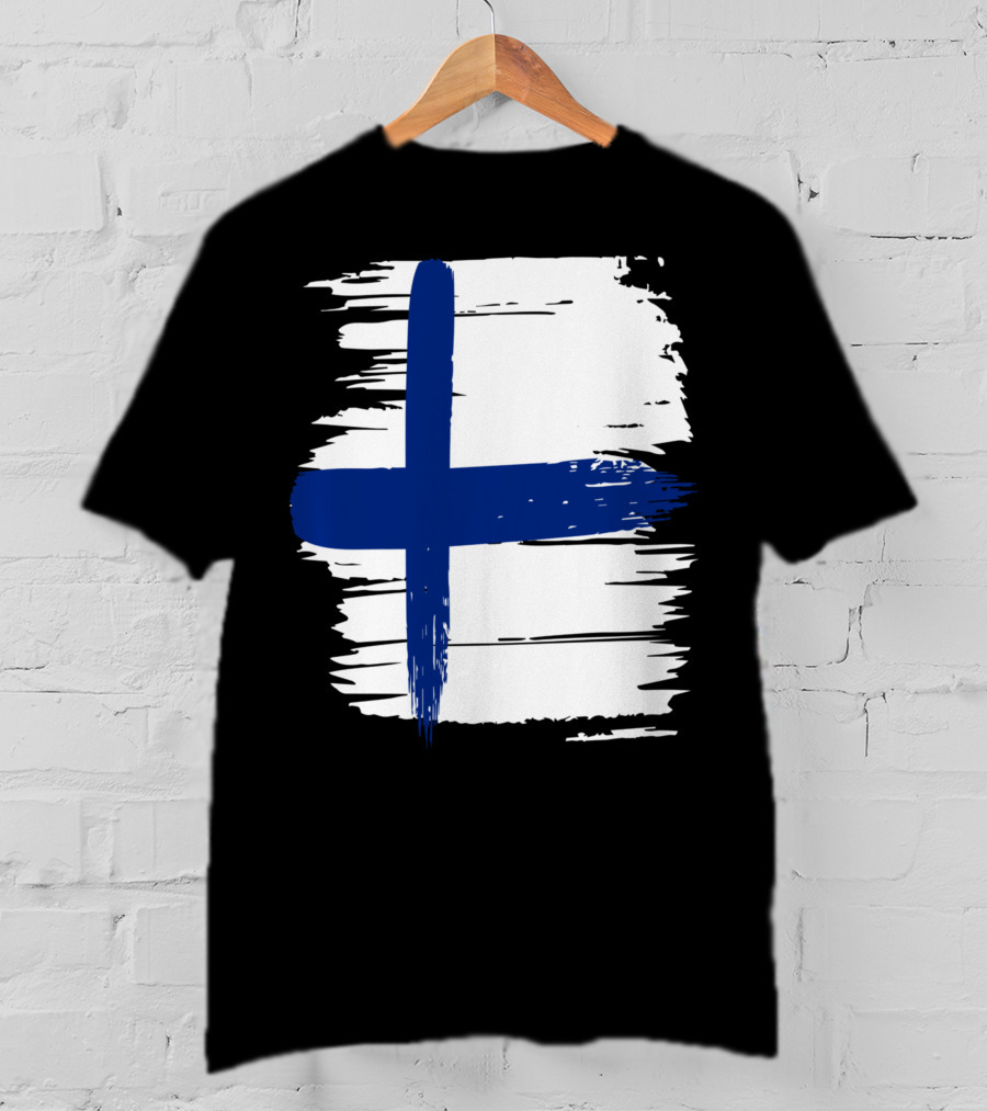 Tattered Finnish Flag In Grunge T-Shirt