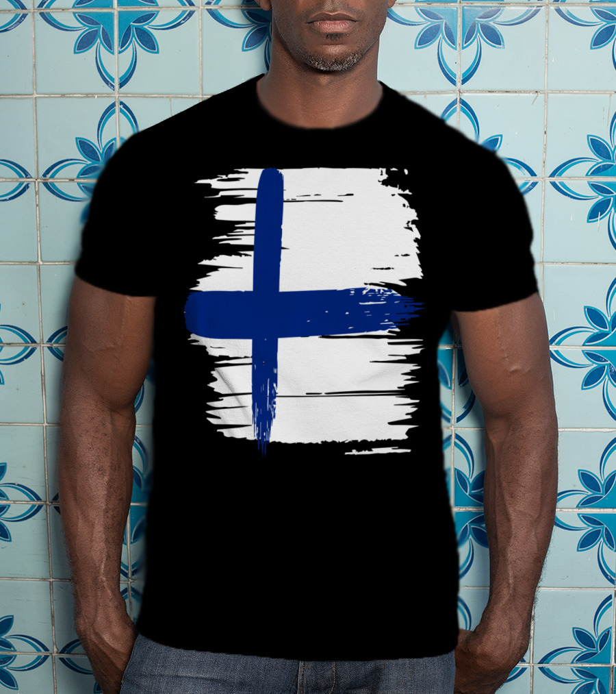 Tattered Finnish Flag In Grunge T-Shirt