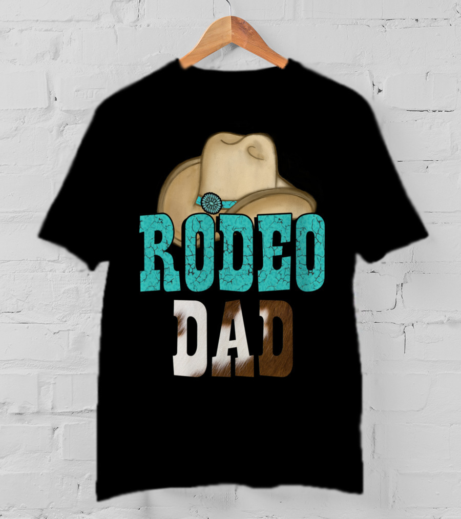 Turquoise Rodeo Dad Cowboy Hat Decor T-Shirt