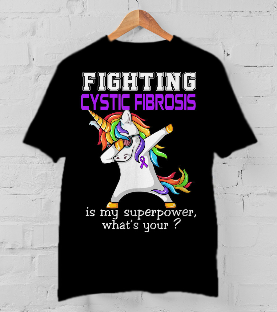 Fighting Cystic Fibrosis Unicorn Superpower Awareness T-Shirt