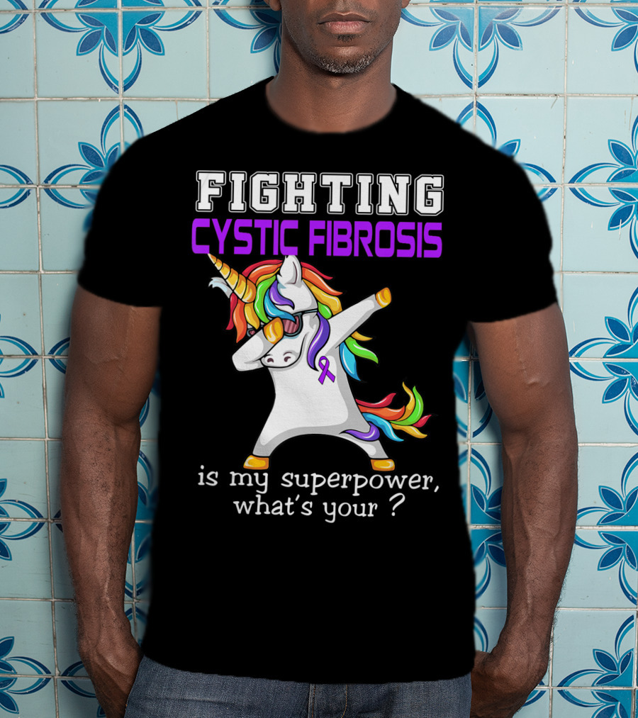 Fighting Cystic Fibrosis Unicorn Superpower Awareness T-Shirt