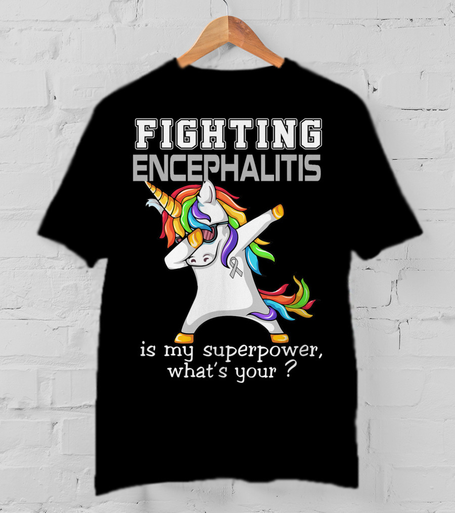 Fighting Encephalitis Unicorn Superpower Awareness T-Shirt
