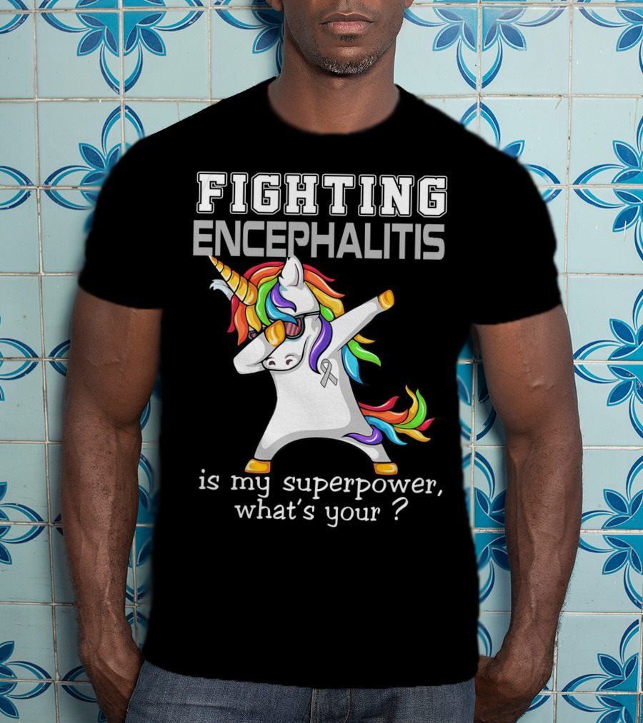 Fighting Encephalitis Unicorn Superpower Awareness T-Shirt