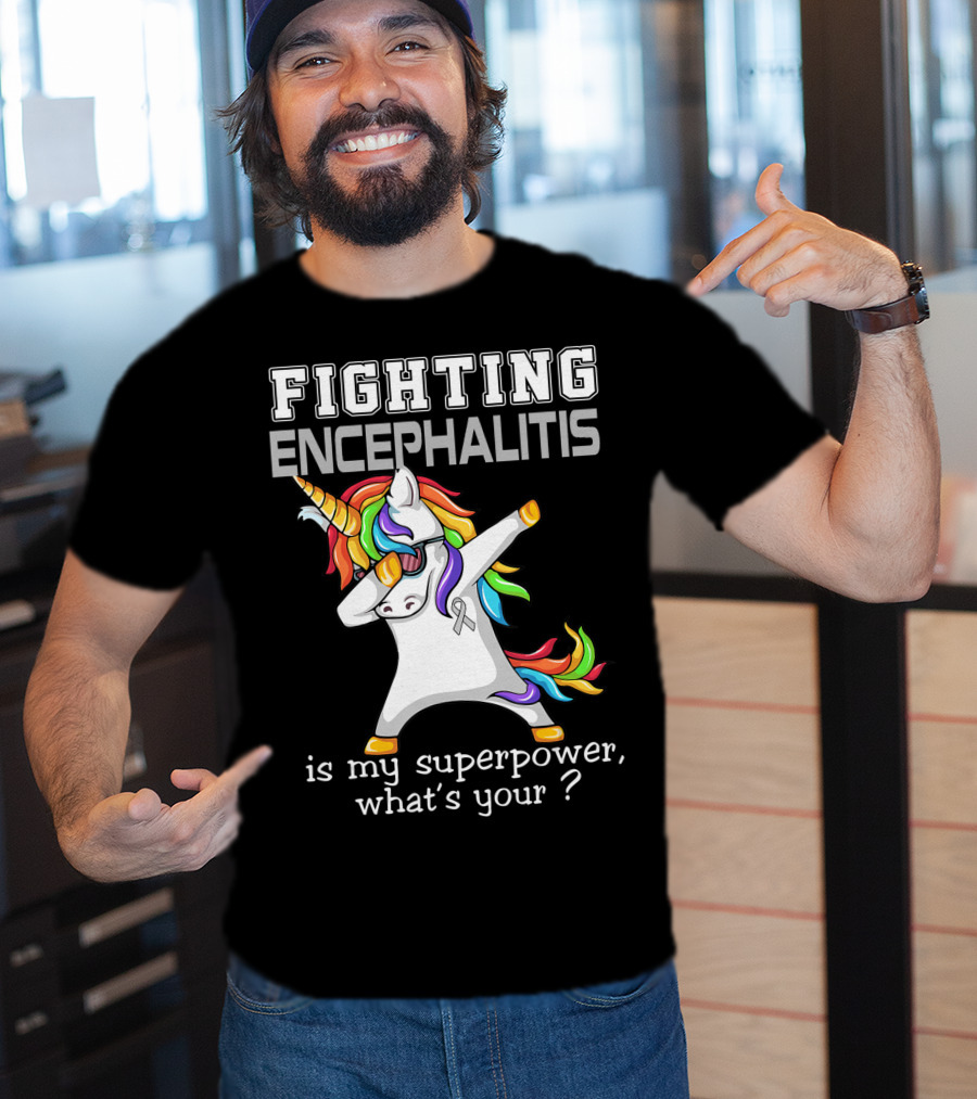 Fighting Encephalitis Unicorn Superpower Awareness T-Shirt