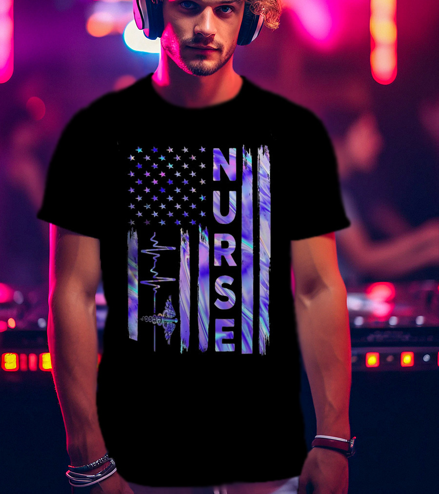 Nurse USA Flag Proud Girls Love Nursing Day T-Shirt