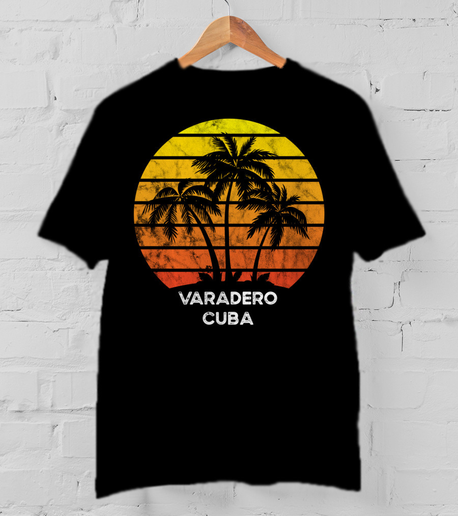 Varadero Cuba Beach Palm Tree Sunset Vacation Scene T-Shirt