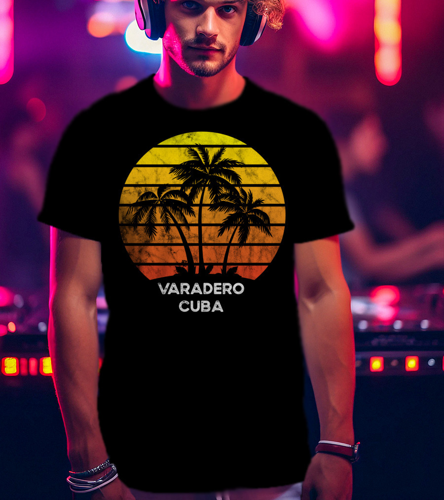 Varadero Cuba Beach Palm Tree Sunset Vacation Scene T-Shirt