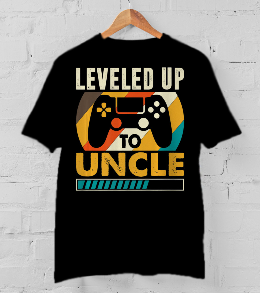 Leveled Up To Uncle Retro Gaming Controller Pregnancy Announcement T-Shirt