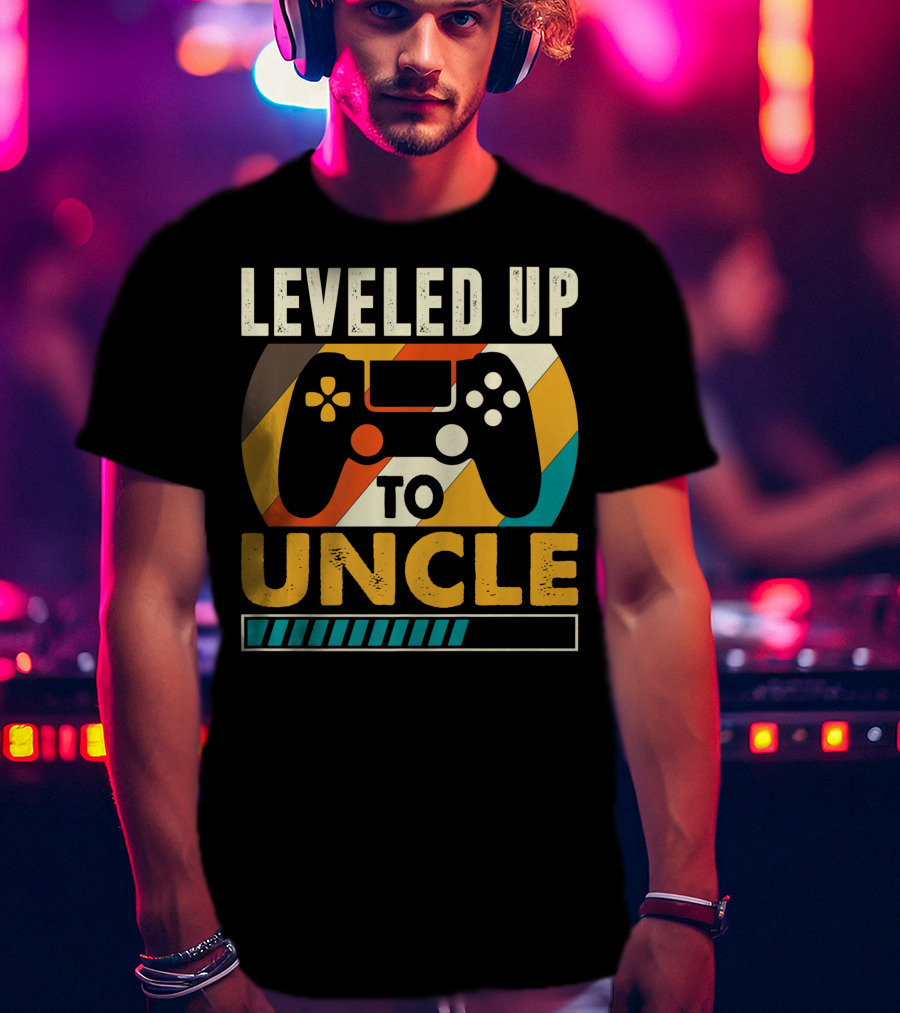 Leveled Up To Uncle Retro Gaming Controller Pregnancy Announcement T-Shirt