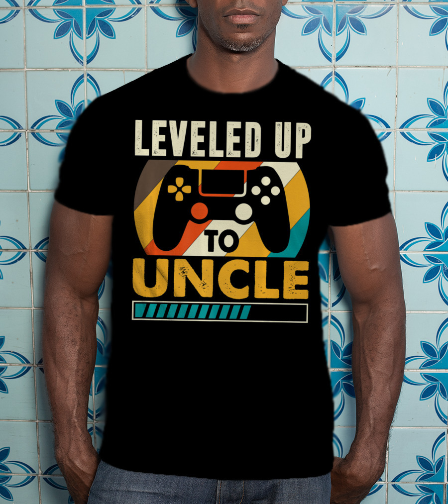 Leveled Up To Uncle Retro Gaming Controller Pregnancy Announcement T-Shirt