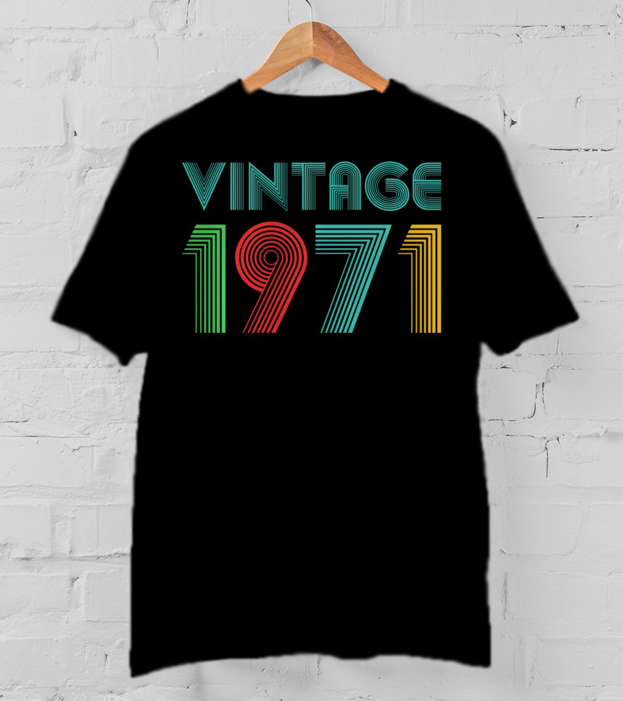 Vintage 1971 Retro Striped Typography T-Shirt