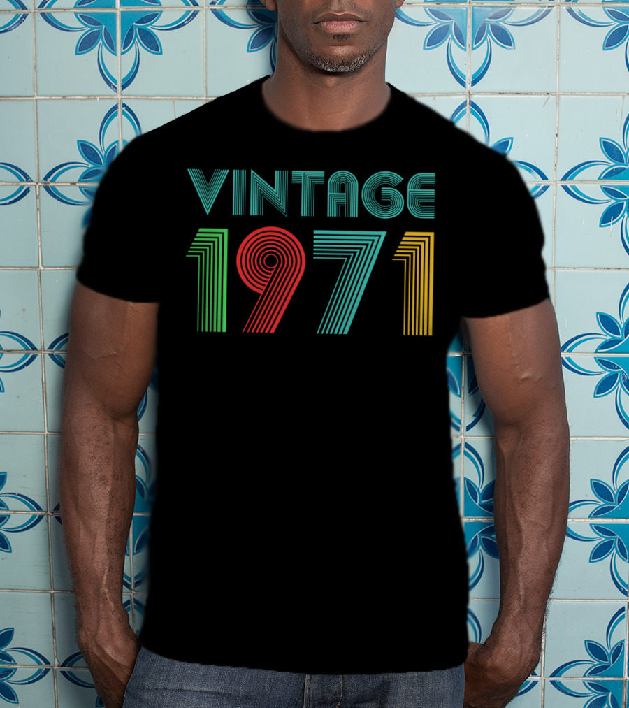 Vintage 1971 Retro Striped Typography T-Shirt