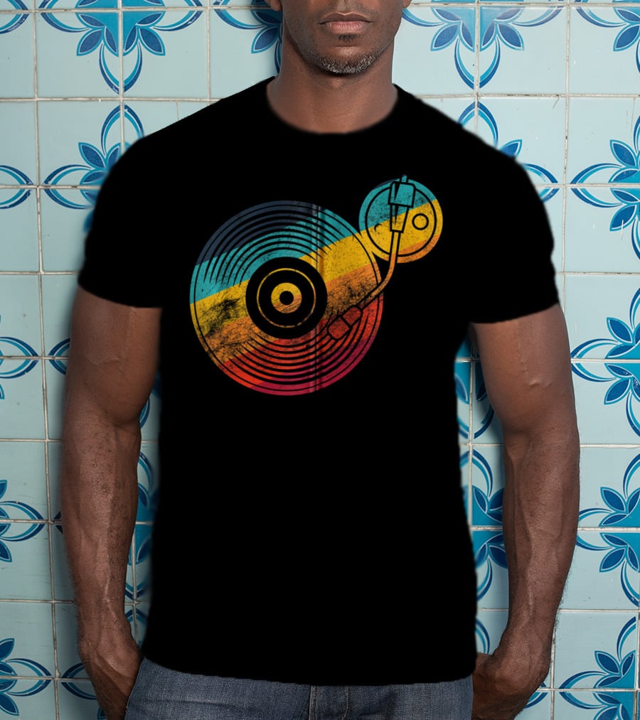 Vintage Vinyl Turntable DJ Musician LP Records T-Shirt