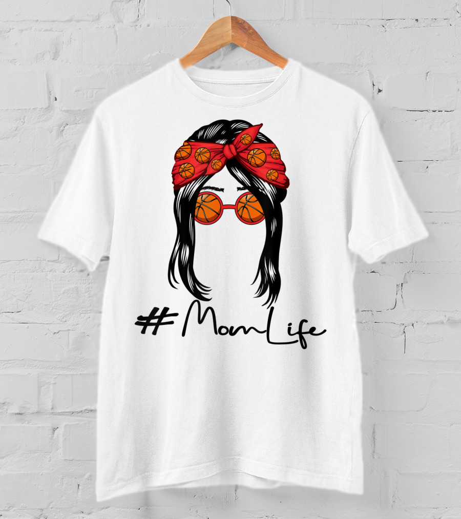 MomLife Basketball Mom Messy Bun T-Shirt